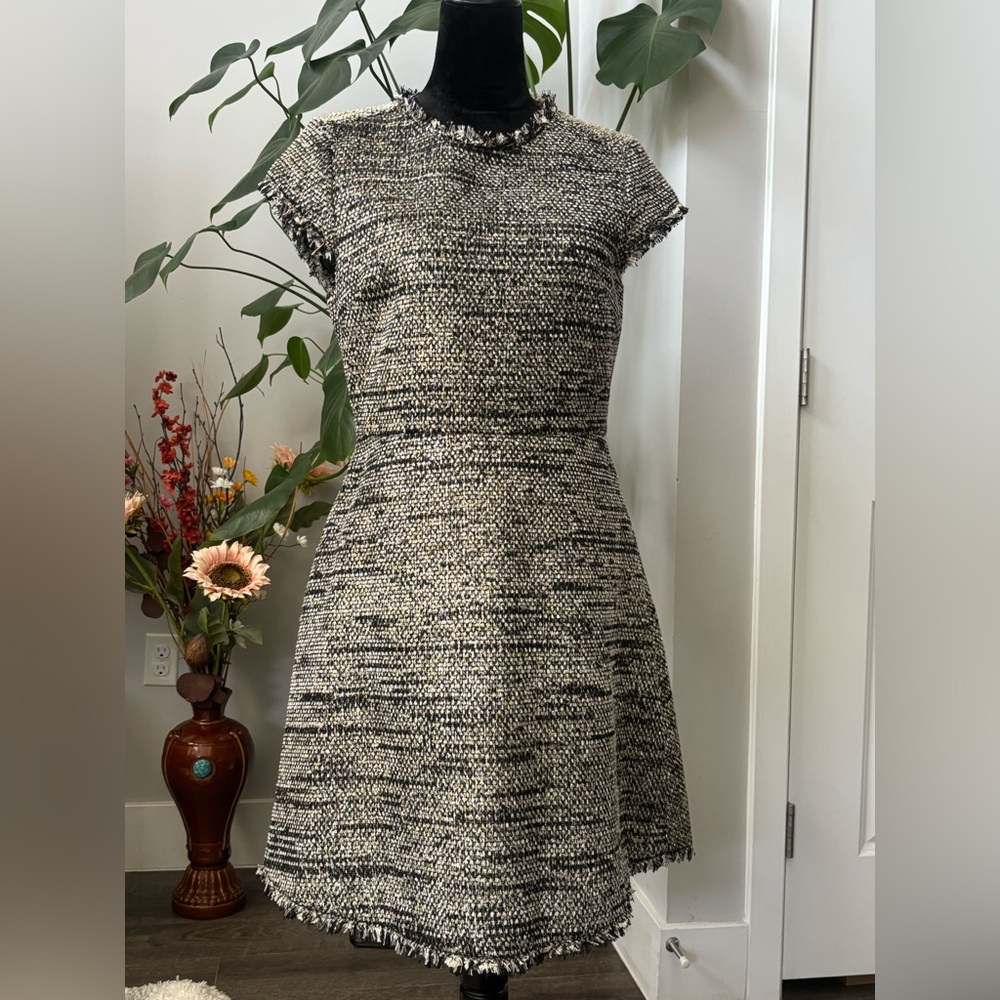 Kate Spade Black and Cream Tweed Mini Dress